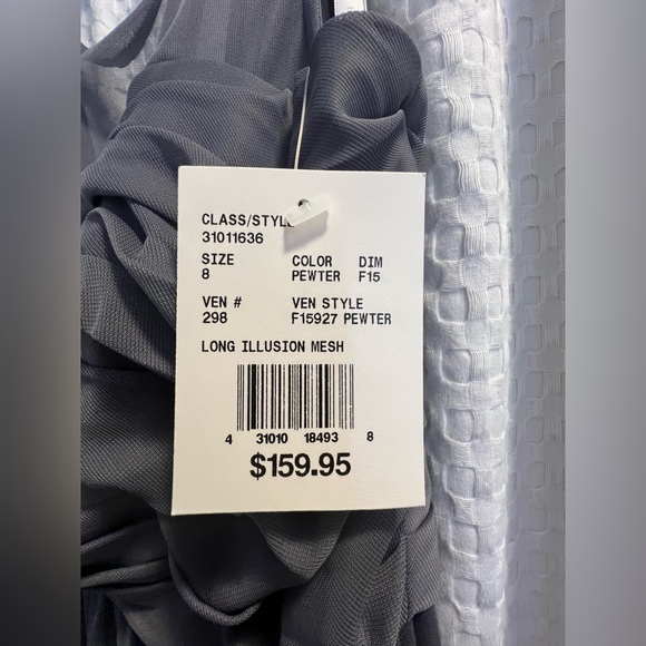 Pewter Gray David’s Bridal Long Illusion Mesh dress - Picture 4 of 7